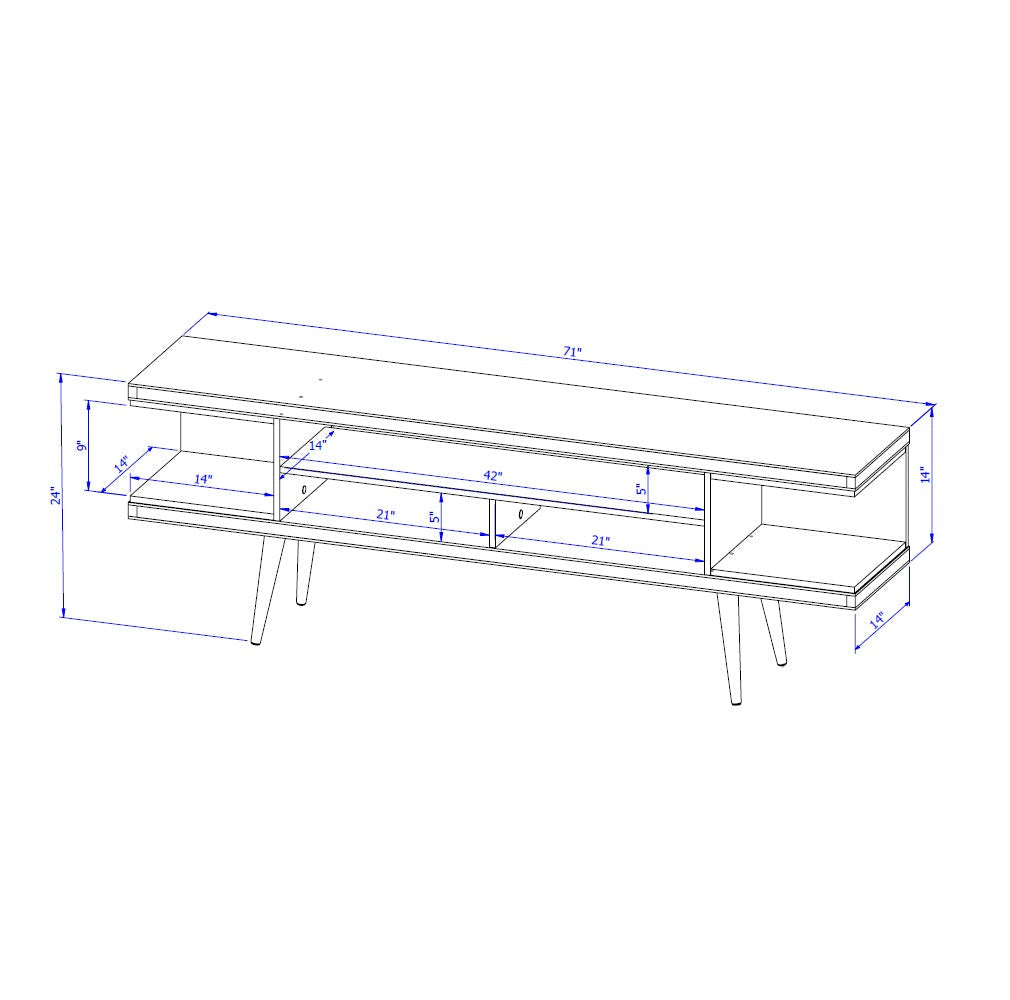 Eureka Modern TV-Lowboard mit 4 Ablagen, 179 cm – Cremeweiß Hochglanz/Ahorncreme