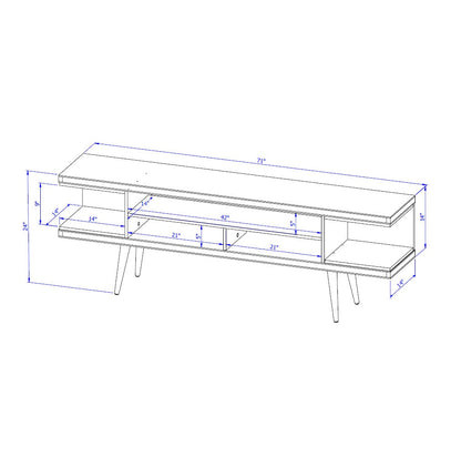 Eureka Modern TV-Lowboard mit 4 Ablagen, 179 cm – Cremeweiß Hochglanz/Ahorncreme