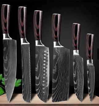 7-Inch 7Cr17 Stainless Steel Damascus Chef Knife – Colored Wood Handle Kitchen Cooking Knife (Deliver to United States Only)