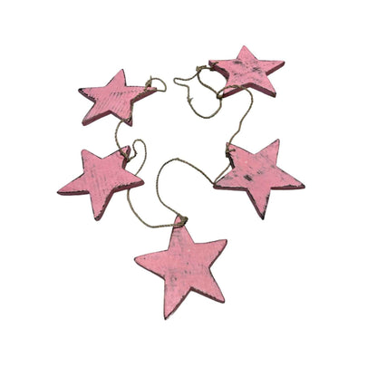 Hanging String Of 5 Wooden Stars