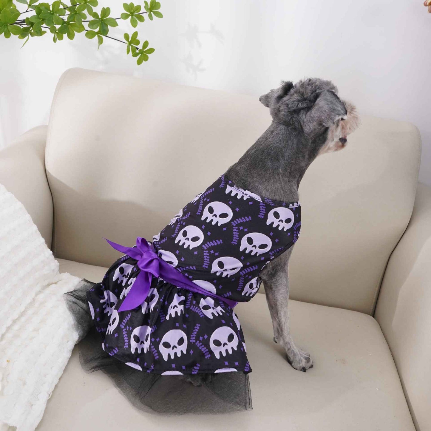 Pet Dog Halloween Costume Cape – Colorful Skull Polyester Costume for Dogs