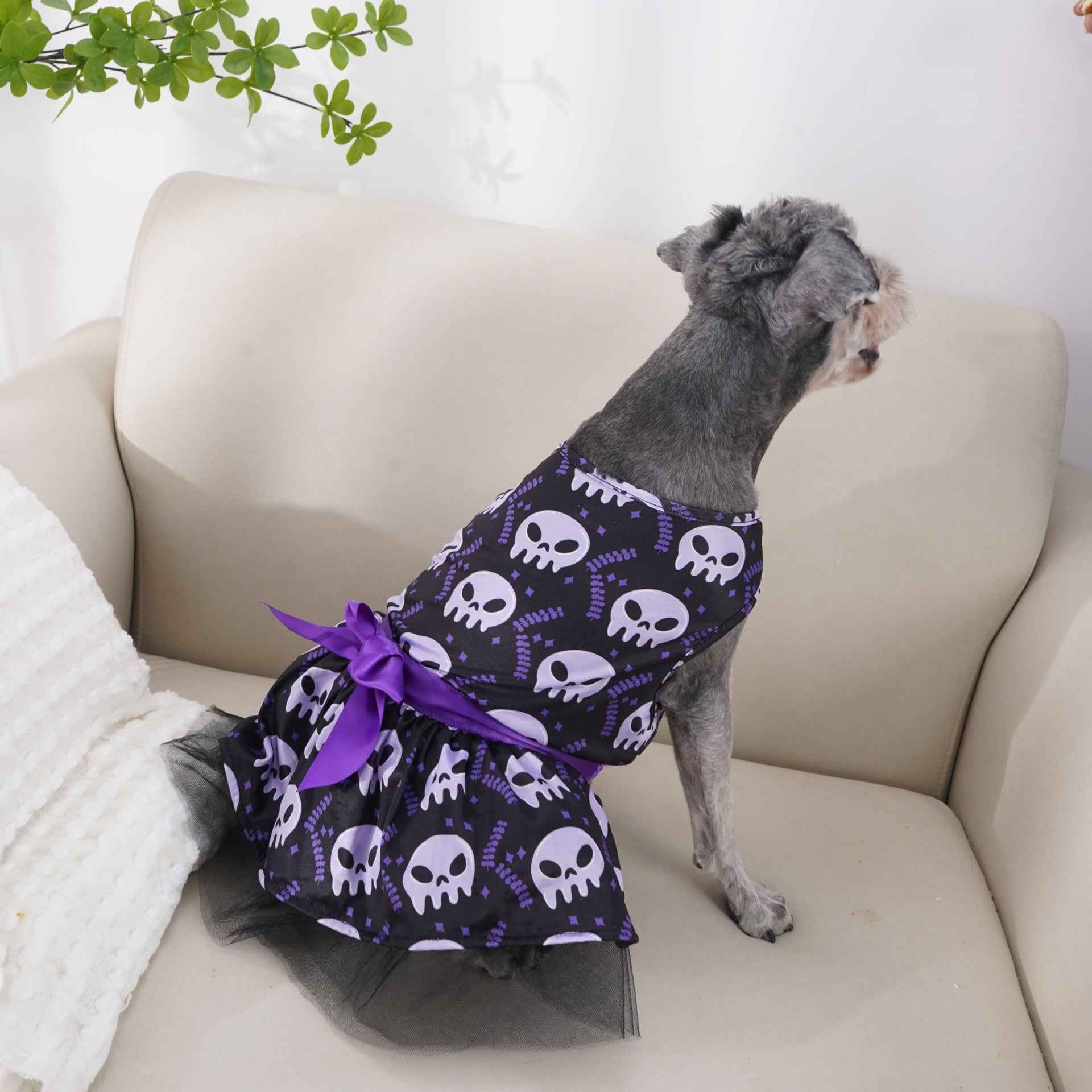Pet Dog Halloween Costume Cape – Colorful Skull Polyester Costume for Dogs
