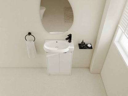 23" Freestanding Bathroom Vanity with Sink – Compact Cabinet with Soft-Close Doors