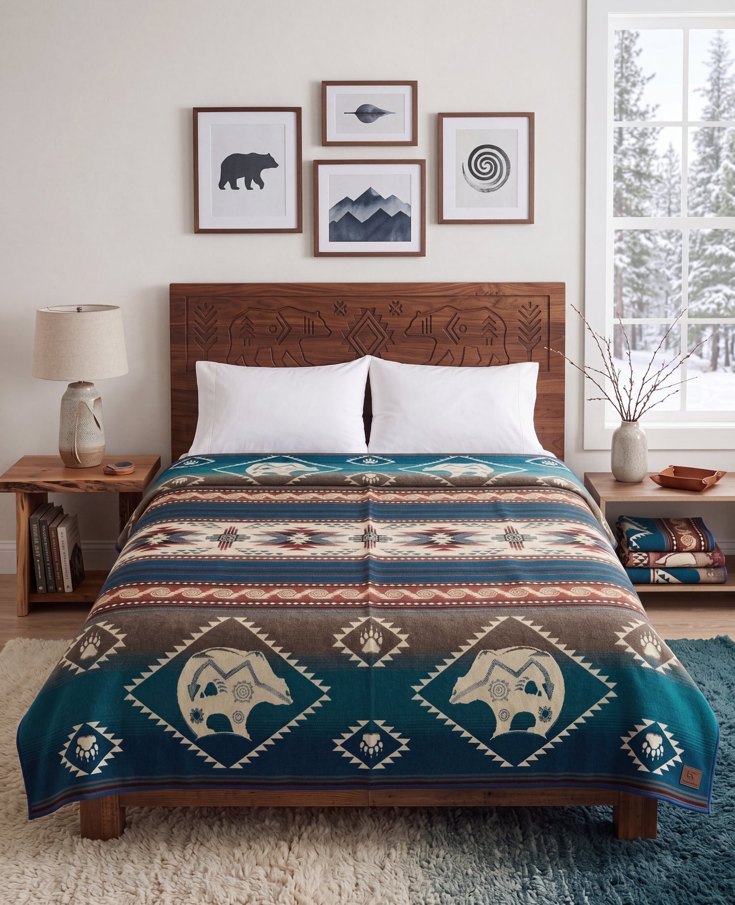 OLDTRIBES™ Bear Cubs Reversible Alpaca Blanket