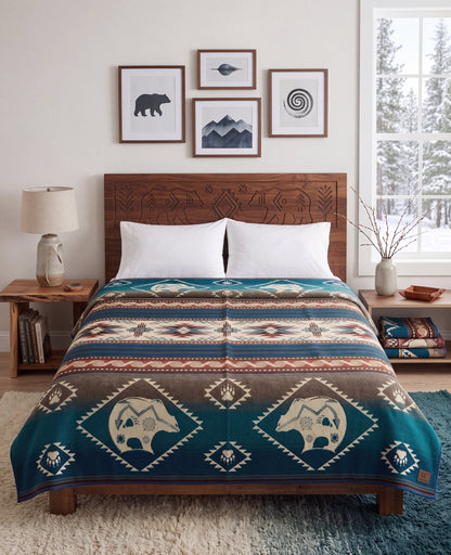OLDTRIBES™ Bear Cubs Reversible Alpaca Blanket