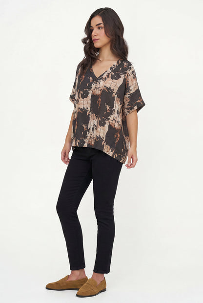 Women's Printed Oversized V-Neck Tunic