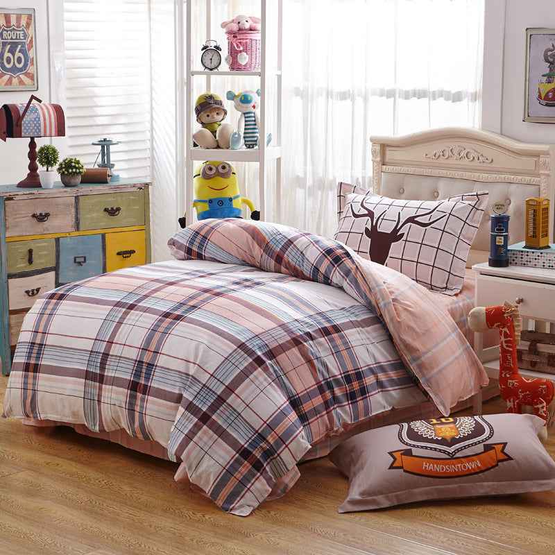 3-Piece Cotton Floral Bedding Set – Reactive Printed Cartoon Duvet Cover & Sheet Set