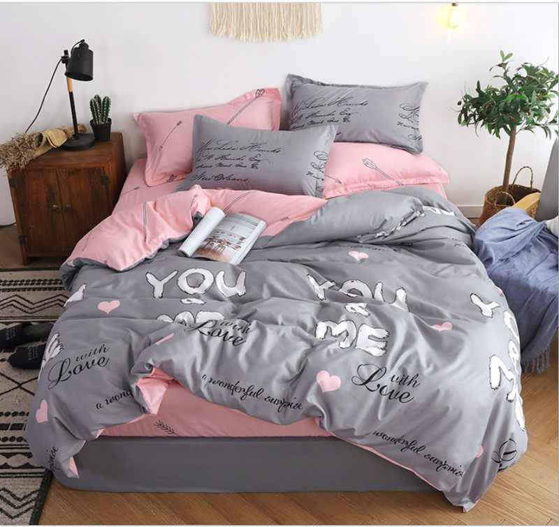 4-Piece Diamond Velvet Bedding Set – Geometric Pattern Duvet Cover & Sheet Set