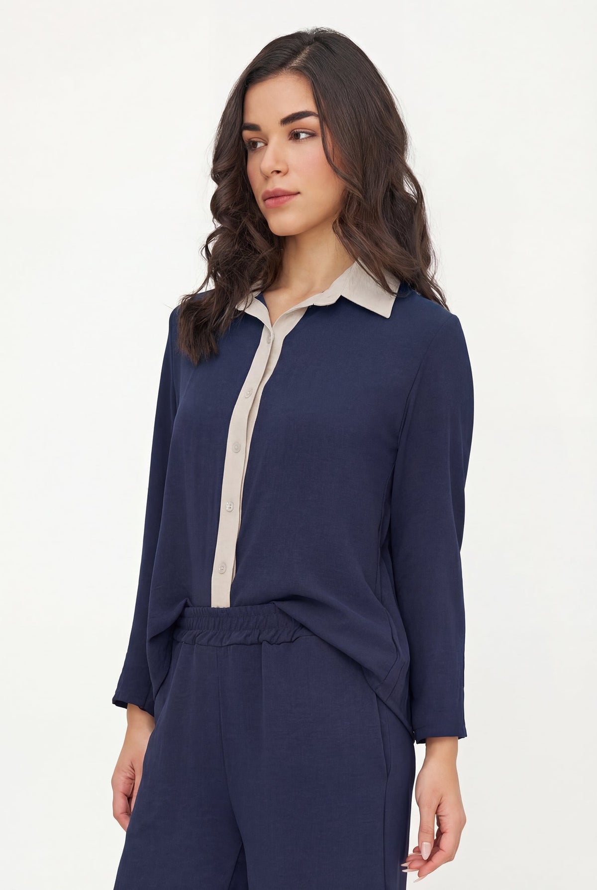 Women's Color-Block Button-Down Shirt