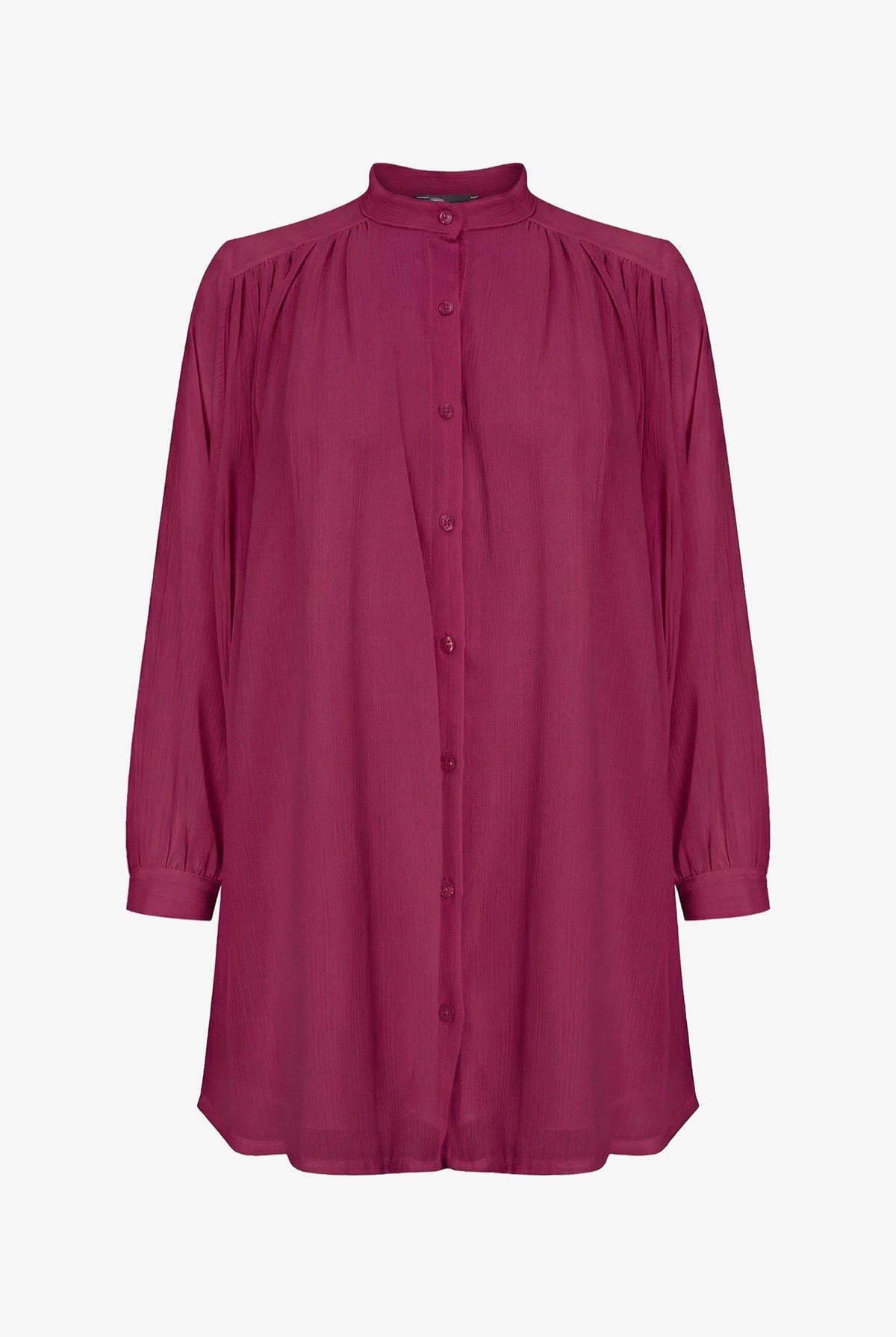 Women's Woven Button-Down Tunic Shirt, Long Sleeves & Stand Collar