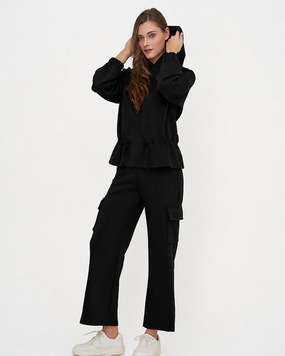 Women's Knit Hooded Sweatshirt, Long Sleeves & Adjustable Waist