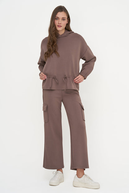 Women's Knit Hooded Sweatshirt, Long Sleeves & Adjustable Waist