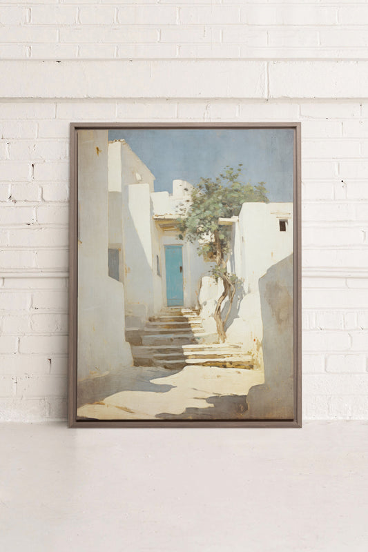 VINTAGE GREEK VILLAS, Mischtechnik auf gespannter Leinwand