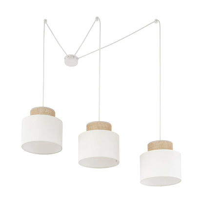 DUO White Linen & Jute Adjustable 3-Light Pendant for Dining Table & Island