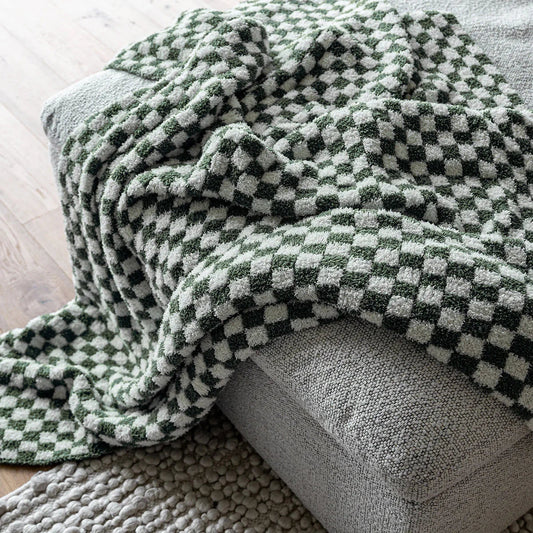 Erweiterter Überwurf mit Schleierkraut- und Waldgrün-Karoprint
