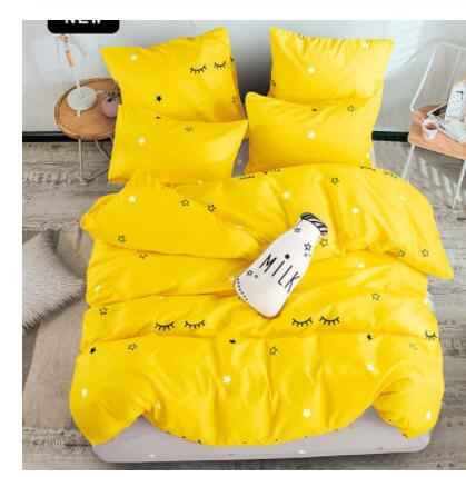 4-Piece Polyester Bedding Set – Geometric Print INS Style Bed Sheet & Quilt Cover Set