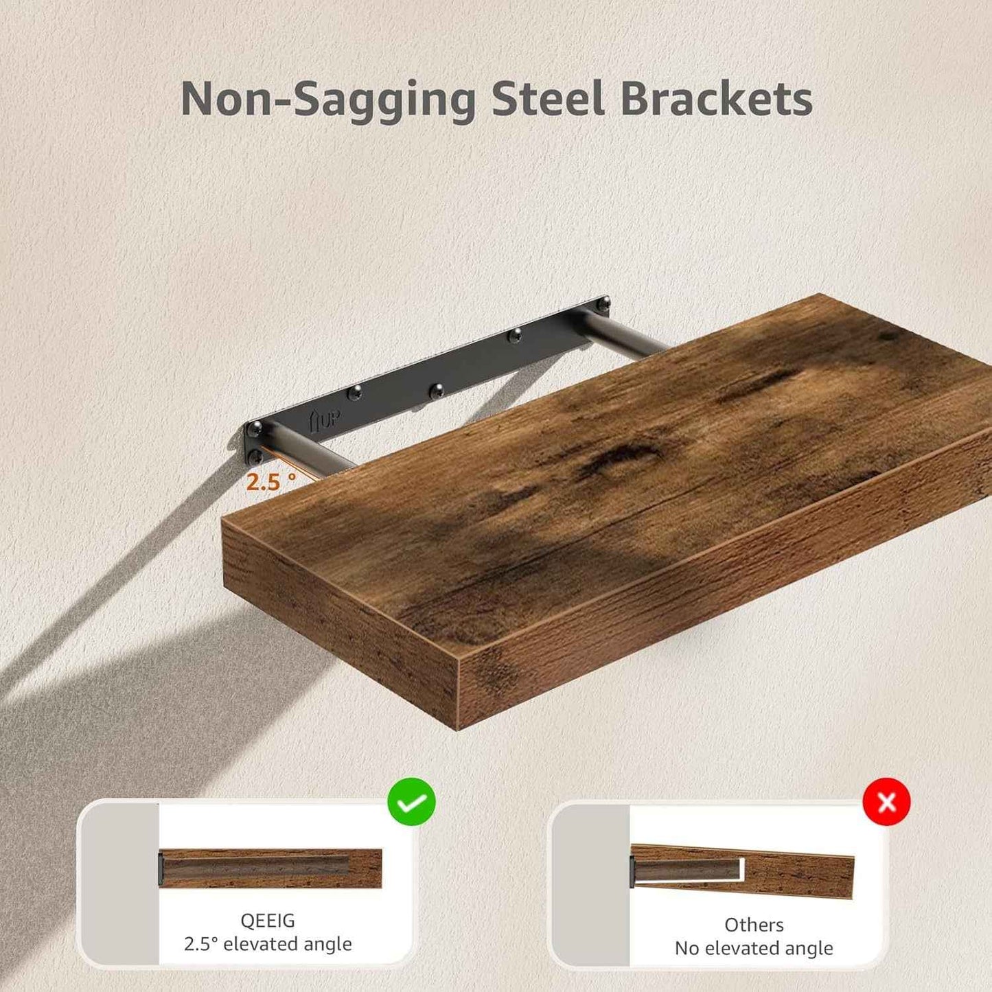 Floating Wall Shelf – Wooden Bamboo Storage Shelf for Living Room, Bedroom & Home Décor