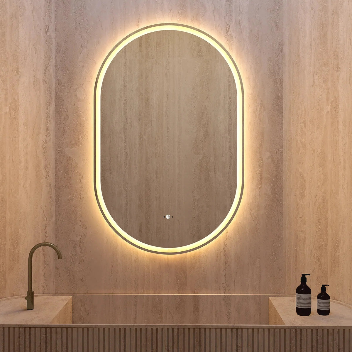 26" x 40" Frameless Capsule LED Mirror with Anti-Fog, CRI 90+ & Seamless Lighting