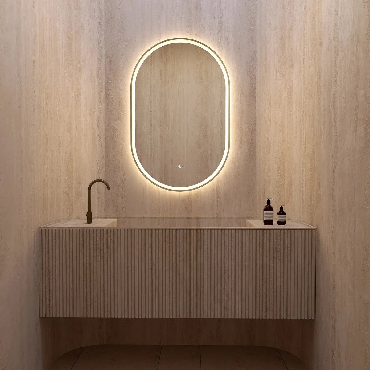 26" x 40" Frameless Capsule LED Mirror with Anti-Fog, CRI 90+ & Seamless Lighting