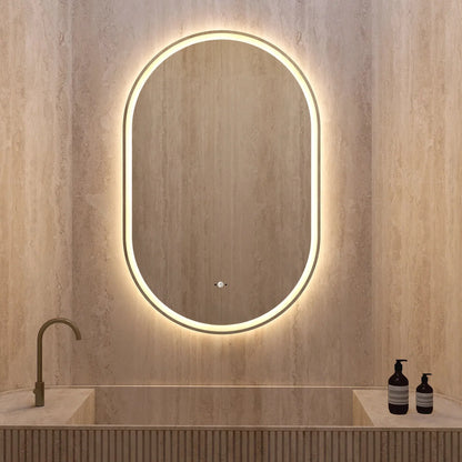 26" x 40" Frameless Capsule LED Mirror with Anti-Fog, CRI 90+ & Seamless Lighting