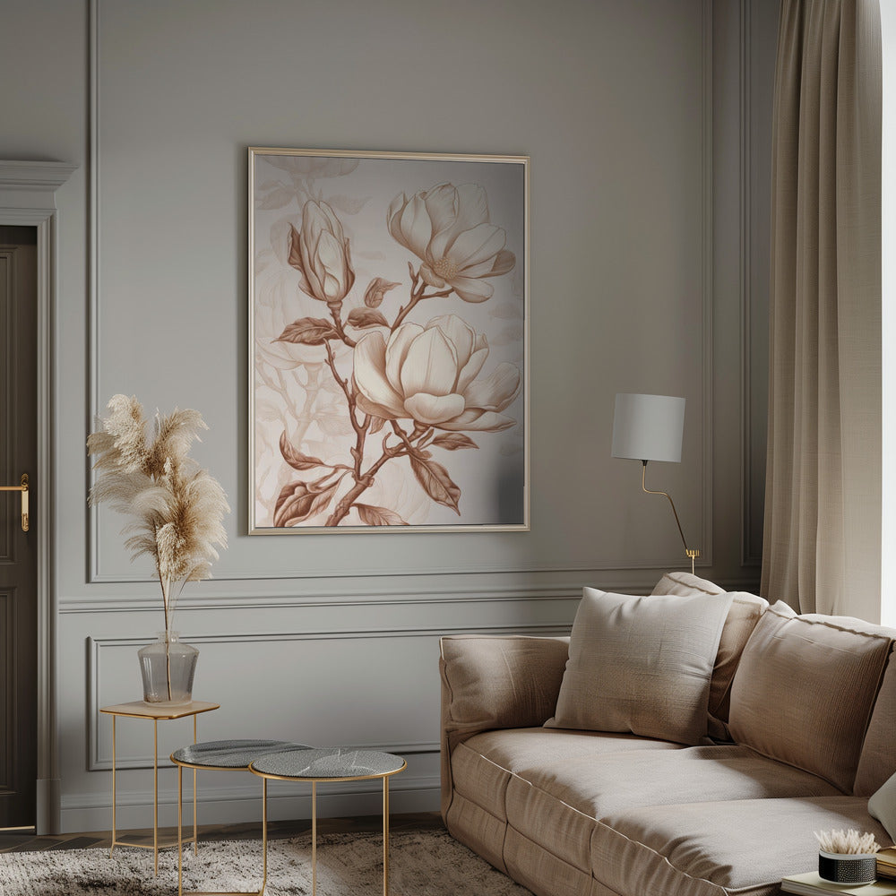 Wall Art Beige Flowers 1