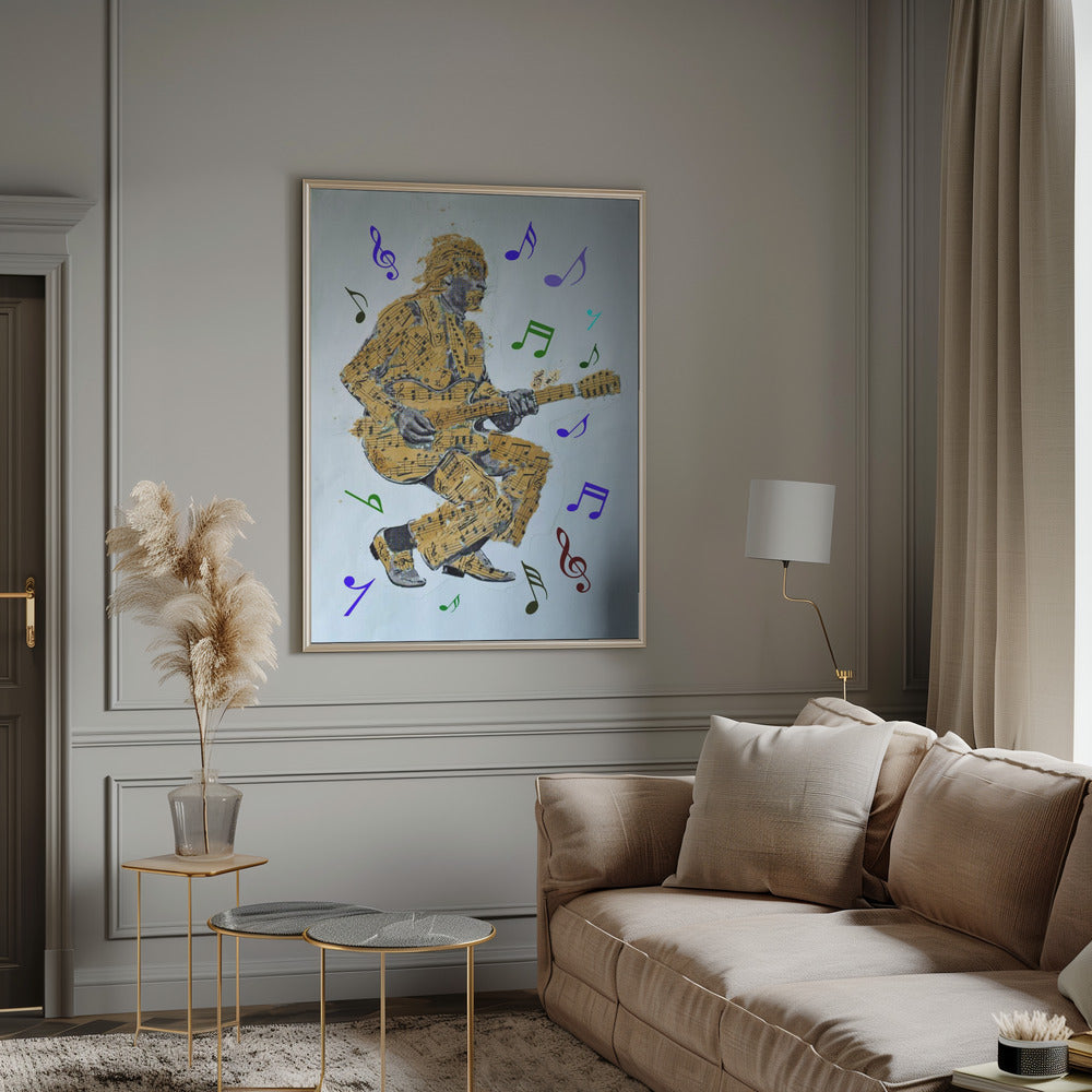 Wall art Guitarist Music Notes Canvas Print