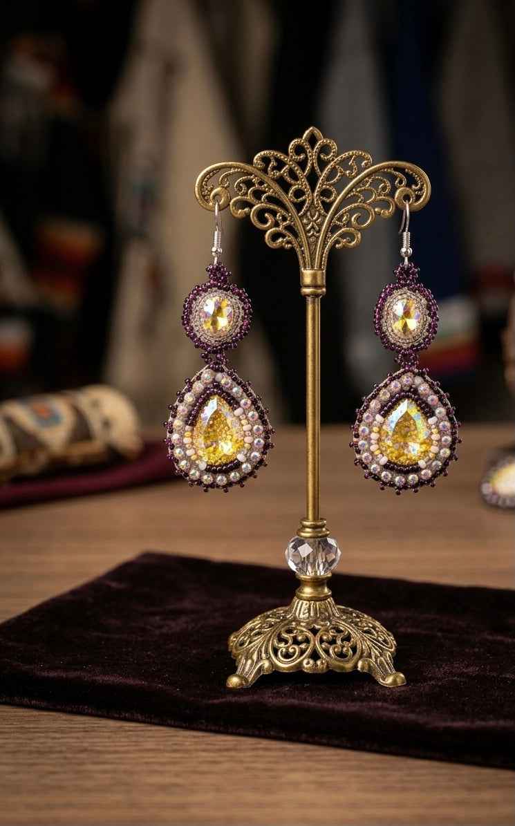 Drop Beaded Earrings. Yellow collection