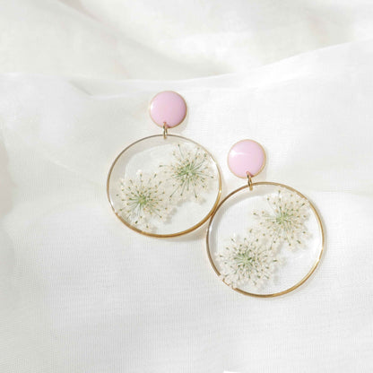 Boucles d'oreilles duo Estelle blanche et rose - rond (xxl)
