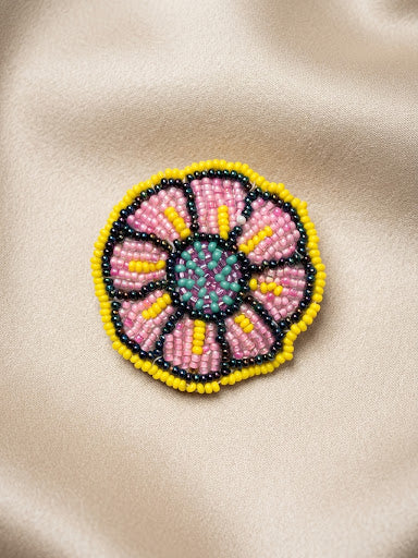 Yellow Beaded Flower Barrette