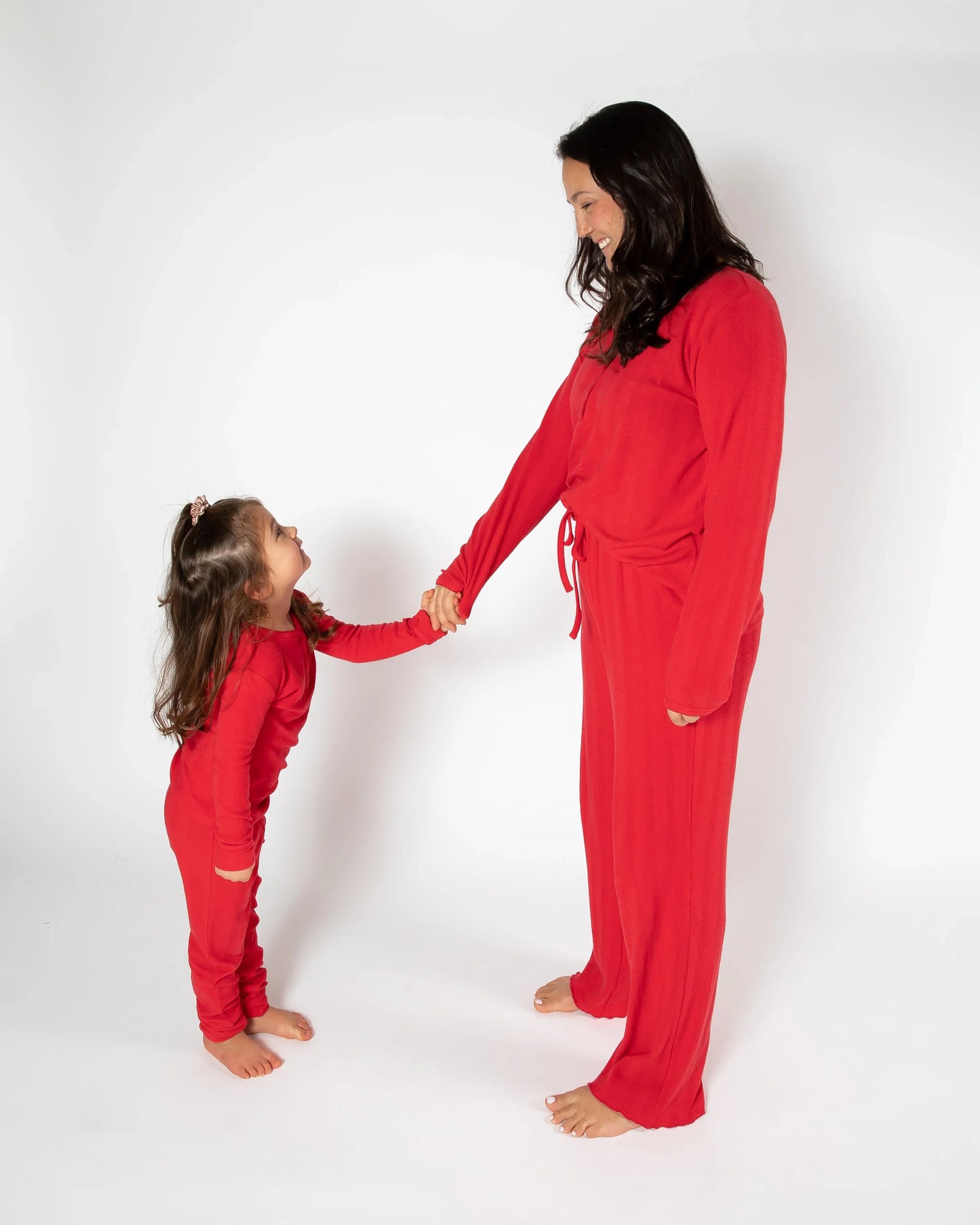 Roter Langer Pyjama für Damen