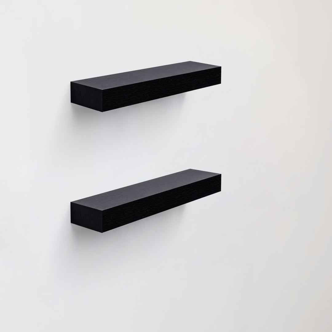 Floating Shelves  15.75 Wall Mounted Wood Shelves For Bathroom, Bedroom, Living Room, Kitchen, Hanging Shelf For Books Storage Decor With Invisible Brackets, Built-in LED Lighting, Black