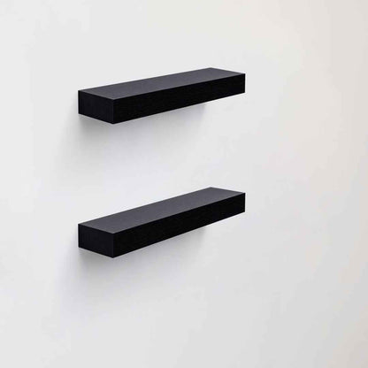 Floating Shelves  15.75 Wall Mounted Wood Shelves For Bathroom, Bedroom, Living Room, Kitchen, Hanging Shelf For Books Storage Decor With Invisible Brackets, Built-in LED Lighting, Black