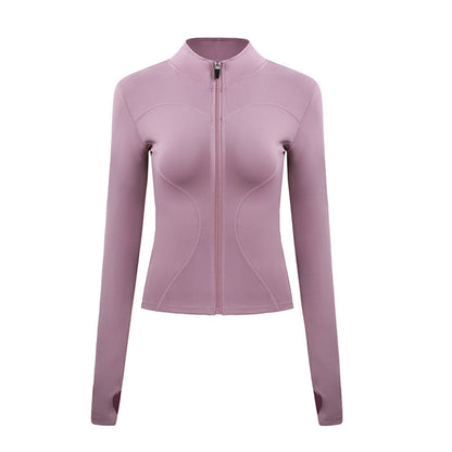 Women’s Long-Sleeve Zip-Up Workout Jacket – Tight-Fit Yoga & Fitness Top