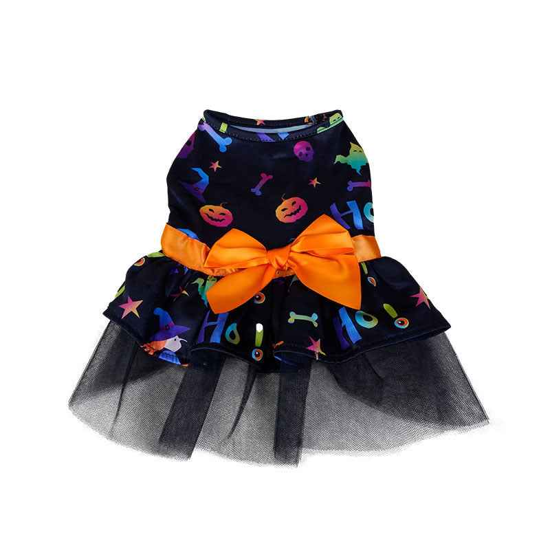 Pet Dog Halloween Costume Cape – Colorful Skull Polyester Costume for Dogs