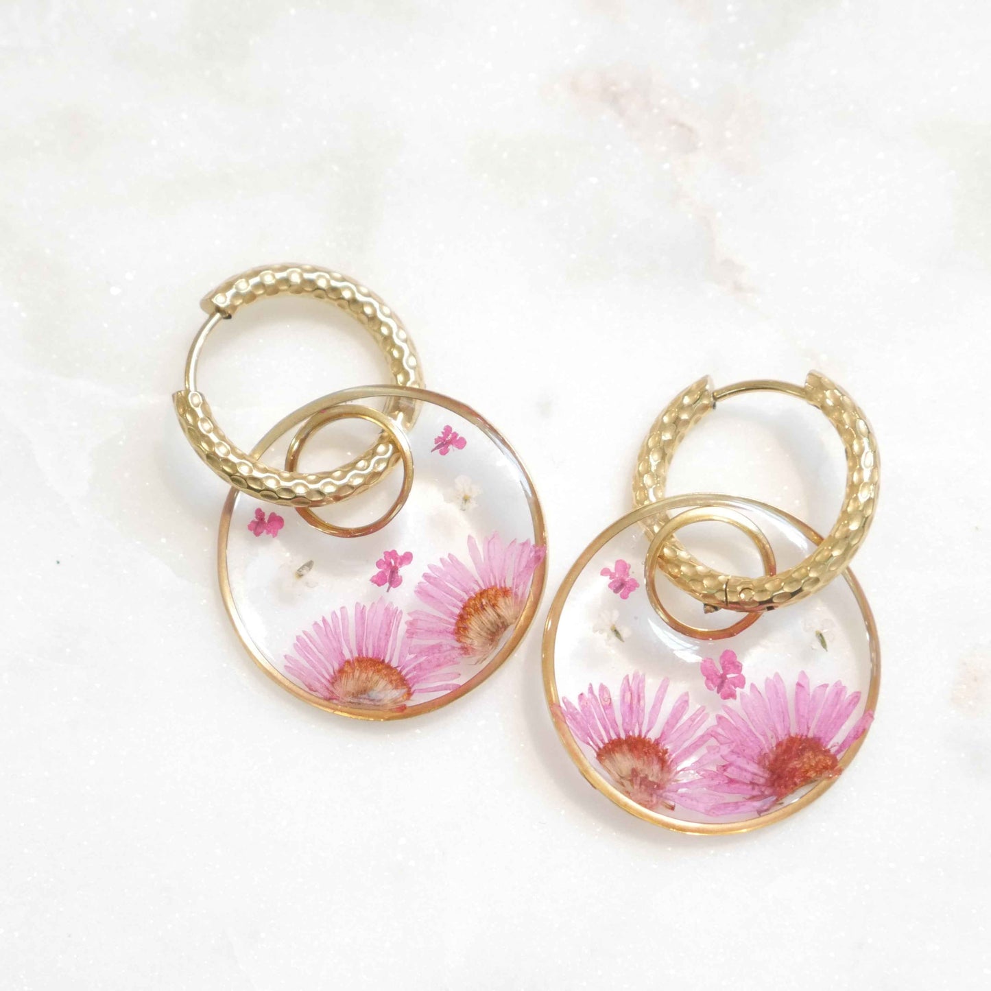 Boucles d'oreilles Thalia fushia - rond  - (XL)