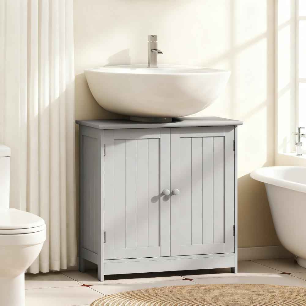 Modern Under Sink Bathroom Cabinet – MDF Vanity Storage Cabinet with Adjustable Shelf