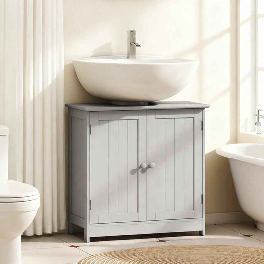 Modern Under Sink Bathroom Cabinet – MDF Vanity Storage Cabinet with Adjustable Shelf