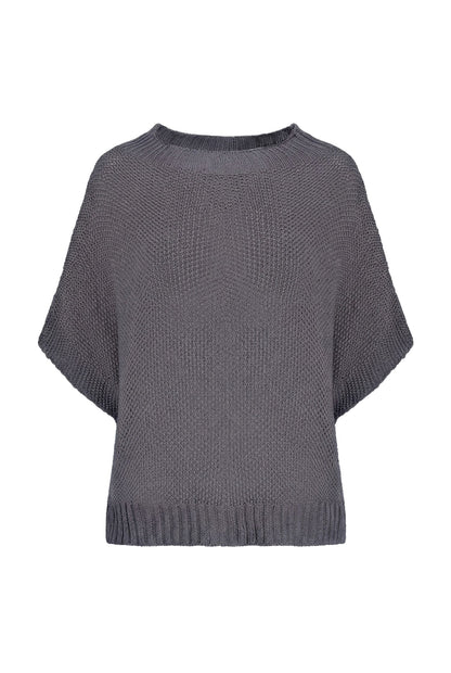 Women's Knit Boat-Neck Sweater with Short Sleeves