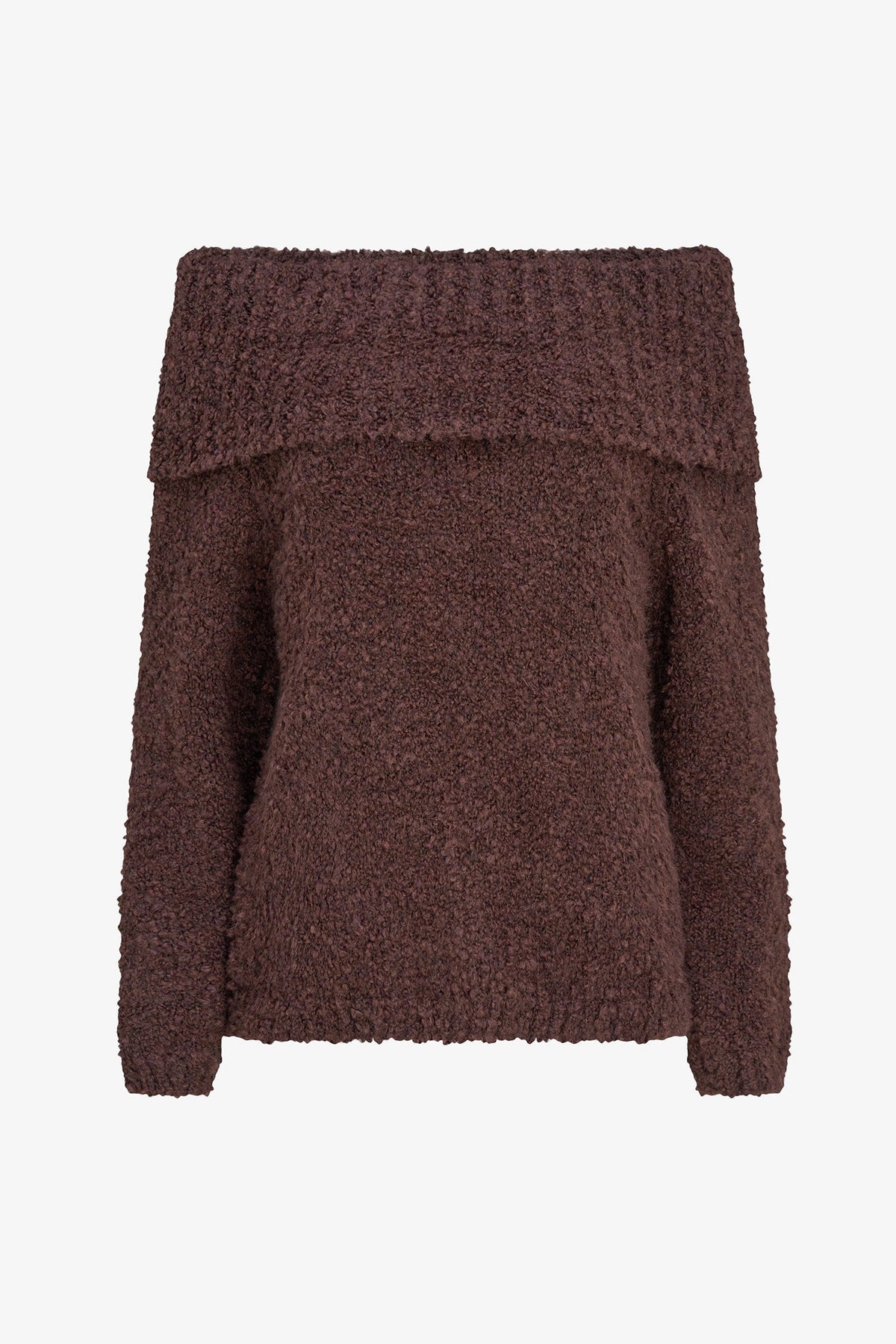 Women's Knit Off-Shoulder Sweater, Foldover Neckline & Long Sleeves