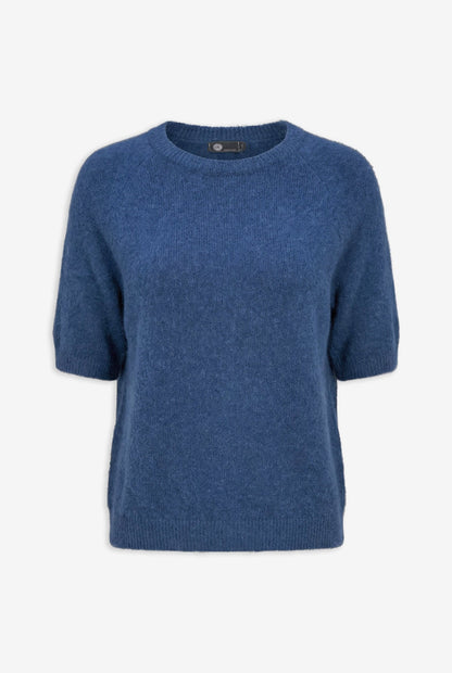 Women's Soft Brushed-Knit Crew-Neck Sweater with Elbow-Length Sleeves