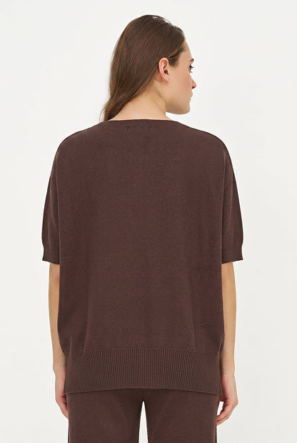 Women's Oversized Crew-Neck Sweater with Elbow-Length Batwing Sleeves