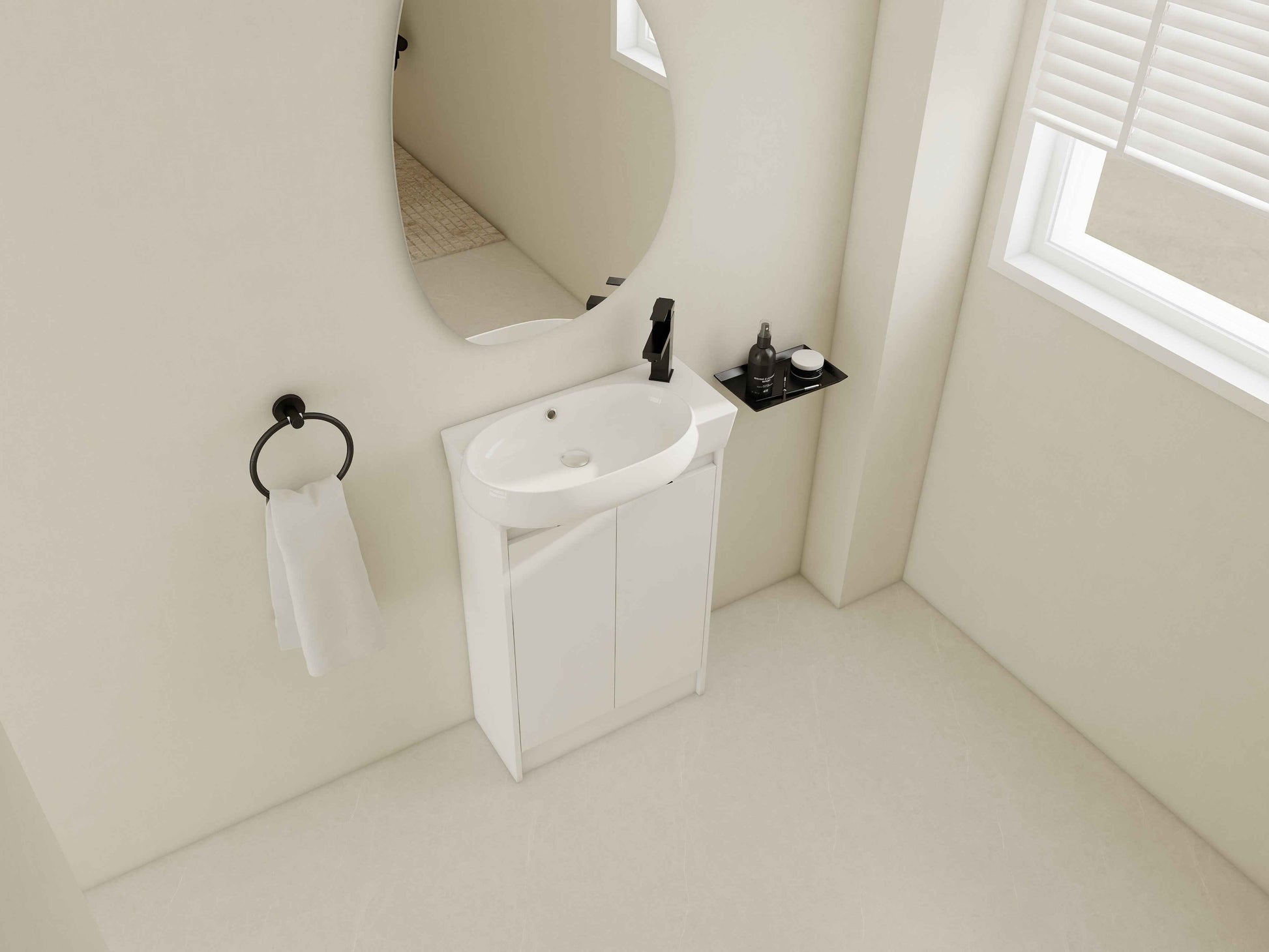 23" Freestanding Bathroom Vanity with Sink – Compact Cabinet with Soft-Close Doors