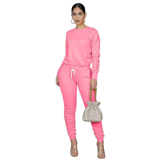 Women's Casual Lounge Set – Cozy Fleece Sweater and Matching Pants Sports Outfit