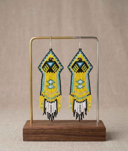 Beaded thunder eagle  earrings ( Green )