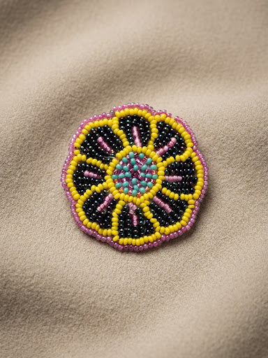 Yellow Beaded Flower Barrette
