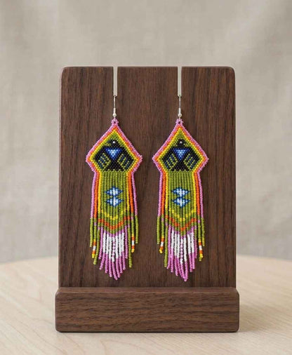 Beaded thunder eagle  earrings ( Green )