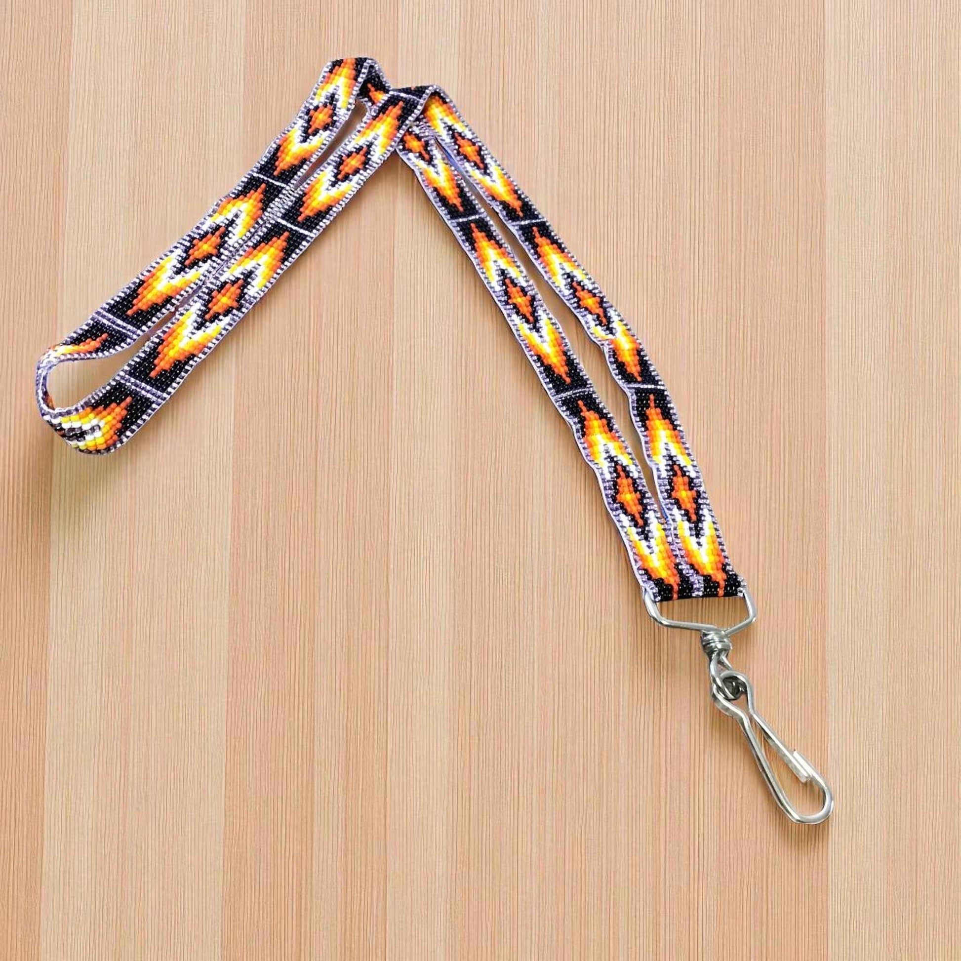 Purple black black  Native Beaded Lanyard