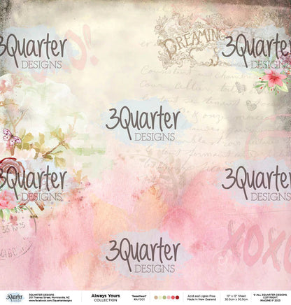 3Quarter Designs - 12" X 12" Paper Pack  - Always Yours