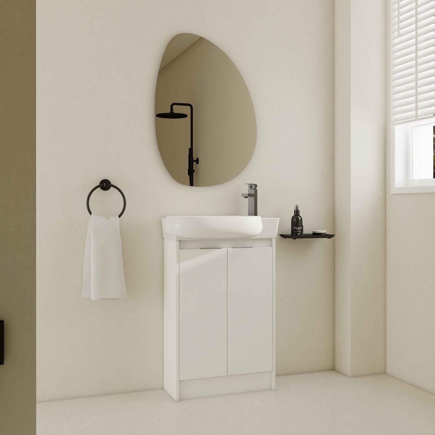 23" Freestanding Bathroom Vanity with Sink – Compact Cabinet with Soft-Close Doors