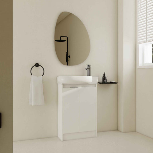 23" Freestanding Bathroom Vanity with Sink – Compact Cabinet with Soft-Close Doors